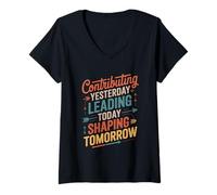 Womens Contributing Yesterday Leading Today Hispanic Heritage V-Neck T-Shirt