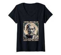 Womens Control What You Can Stoic Philosophy Design for Thinkers V-Neck T-Shirt