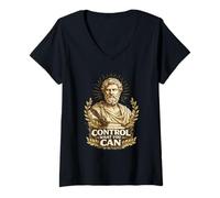 Women's Control What You Can Stoic Philosophy Greek Statue V-Neck T-Shirt