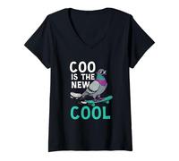 Womens Coo is The New Cool Funny Pigeon Lover Skater Bird V-Neck T-Shirt