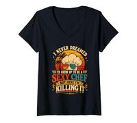 Women's Cook Sexy Chef HERE I'm Killing IT Funny Cooking V-Neck T-Shirt