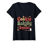 Womens Cookie Baking Squad Family Baking Team Funny Cookie V-Neck T-Shirt