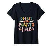 Womens Cookie Of The Pawty Girl Dog Aunt Family Matching V-Neck T-Shirt