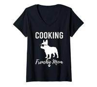 Womens Cooking Frenchie Mom Shirt Funny Cook Dog Lover Gift Mama V-Neck T-Shirt