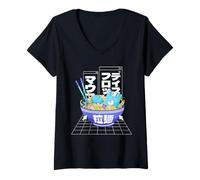 Womens Cool 90's Tech Ramen V-Neck T-Shirt