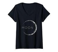 Women's Cool Abstract Moon Illustration Novelty Graphic Designs V-Neck T-Shirt