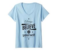 Women's Cool Always Believe in Yourself Illustration Graphic Designs V-Neck T-Shirt