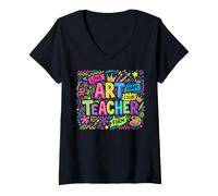Women's Cool Art Teacher Design Artistic Elements School V-Neck T-Shirt