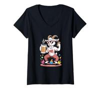 Women's Cool Barista Goat Funny Coffee Lover Vibes V-Neck T-Shirt