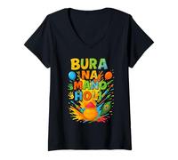 Womens Cool Bura Na Mano Holi Hai, Happy Holi Festival India Colors V-Neck T-Shirt