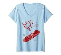 Women's Cool Capybara Skating Artwork Capybara Skateboard Sarcastic V-Neck T-Shirt