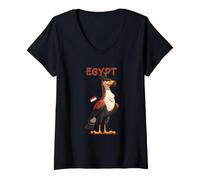 Women's Cool Cartoon Eagle with Egypt Flag Costume V-Neck T-Shirt