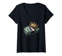 Womens Cool Cash is King Graphic Costume for Money Lovers V-Neck T-Shirt