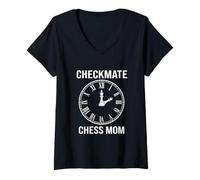Womens Cool Checkmate Chess Mom Time Crazy Funny V-Neck T-Shirt