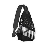 Women's Cool Chest Bag Gym Sack Fashion Sling Shoulder Backpack Outdoor Sports Daypack Compatible with White Piano Keys with Musical Notes Black, Adjustable Bag Small Camera Case for Daily Use