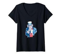 Womens Cool Christmas Celebration Costume with This Patriotic Look V-Neck T-Shirt