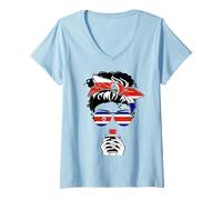 Womens Cool Costa Rican Coffee Mama Girl Aunt Costa Rica Flag Print V-Neck T-Shirt
