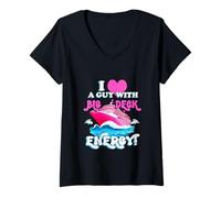 Womens Cool cruising vacation wife partner heart Big Deck Energy V-Neck T-Shirt