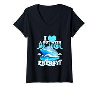 Womens Cool cruising vacation wife partner heart Big Deck Energy V-Neck T-Shirt