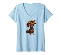 Womens Cool Dachshund Wiener Dog Vibe Ultimate Style V-Neck T-Shirt