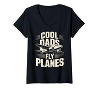 Women's Cool Dads Fly Planes Aviation Funny Pilot V-Neck T-Shirt