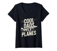 Women's Cool Dads Fly Planes Funny Pilot Aviation V-Neck T-Shirt