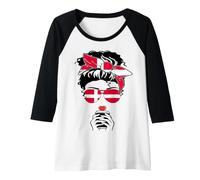 Womens Cool Danish Coffee Mama Mom Girl Aunt Sis Denmark Flag Print Raglan Baseball Tee