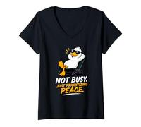 Women's Cool Duck Not Busy Just Prioritizing Peace V-Neck T-Shirt