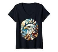 Womens Cool Eagle Colourful and Abstract Artwork V-Neck T-Shirt