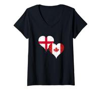 Womens Cool England Canada Flag for Proud English Canadian Pride V-Neck T-Shirt