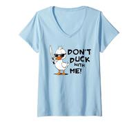 Womens Cool Funny Duck Tee - Don't Duck With Me Funny Duck V-Neck T-Shirt