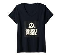 Womens Cool Ghost Mode Look V-Neck T-Shirt