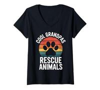 Womens Cool Grandpas Rescue Animals Funny Animal Adoption V-Neck T-Shirt