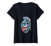 Womens Cool Grenade Urban Streetwear Style V-Neck T-Shirt