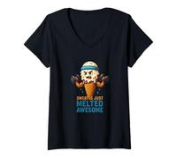 Womens Cool Gym Ice Cream with Sweat is just Melted Awesome Speech V-Neck T-Shirt