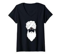 Womens cool hindu man - hinduism - hindi - bindi - indian - sikh V-Neck T-Shirt