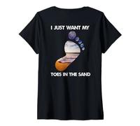 Womens Cool I Just Want My Toes In The Sand For The Beach Vacation V-Neck T-Shirt