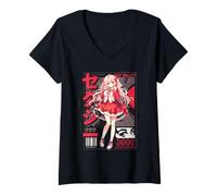 Womens Cool Japanese Anime Vibes: Urban Manga Art Style and Fashion V-Neck T-Shirt