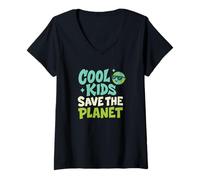 Womens Cool Kids Save The Planet Earth Day Environmental V-Neck T-Shirt