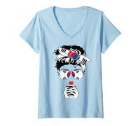 Womens Cool Korean Coffee Mama Mom Girl Aunt Sis Korea Flag Graphic V-Neck T-Shirt