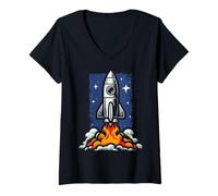 Womens Cool Launch Platform for Rockets and Spaceships V-Neck T-Shirt