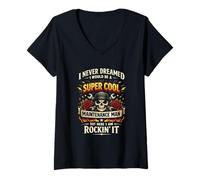 Women's Cool Maintenance Man Classic Vintage Proud Skilled Worker V-Neck T-Shirt