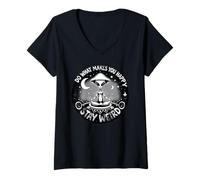 Womens Cool Meditating Alien Do What Makes You Happy Stay Weird V-Neck T-Shirt