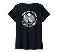 Womens Cool Meditating Alien Do What Makes You Happy Stay Weird V-Neck T-Shirt