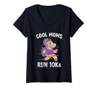 Womens Cool Moms Run 10Ks Runner Running Race 10K V-Neck T-Shirt