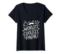 Women's Cool Papa Father's Day Design World's Coolest Papa V-Neck T-Shirt