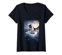 Women's Cool Penguin Selfie on Iceberg Cinematic Ocean Graphic V-Neck T-Shirt