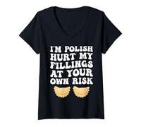 Women's Cool Pierogi Lover Polish Foodie Fun Design V-Neck T-Shirt