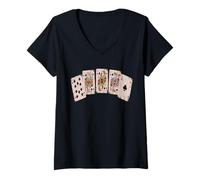 Womens Cool Poker Ass Royal Flush Poker Player Cards Poker Face V-Neck T-Shirt