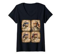 Women's Cool Pope Leo Throwback Ninja Style Retro Vintage Streetwear V-Neck T-Shirt